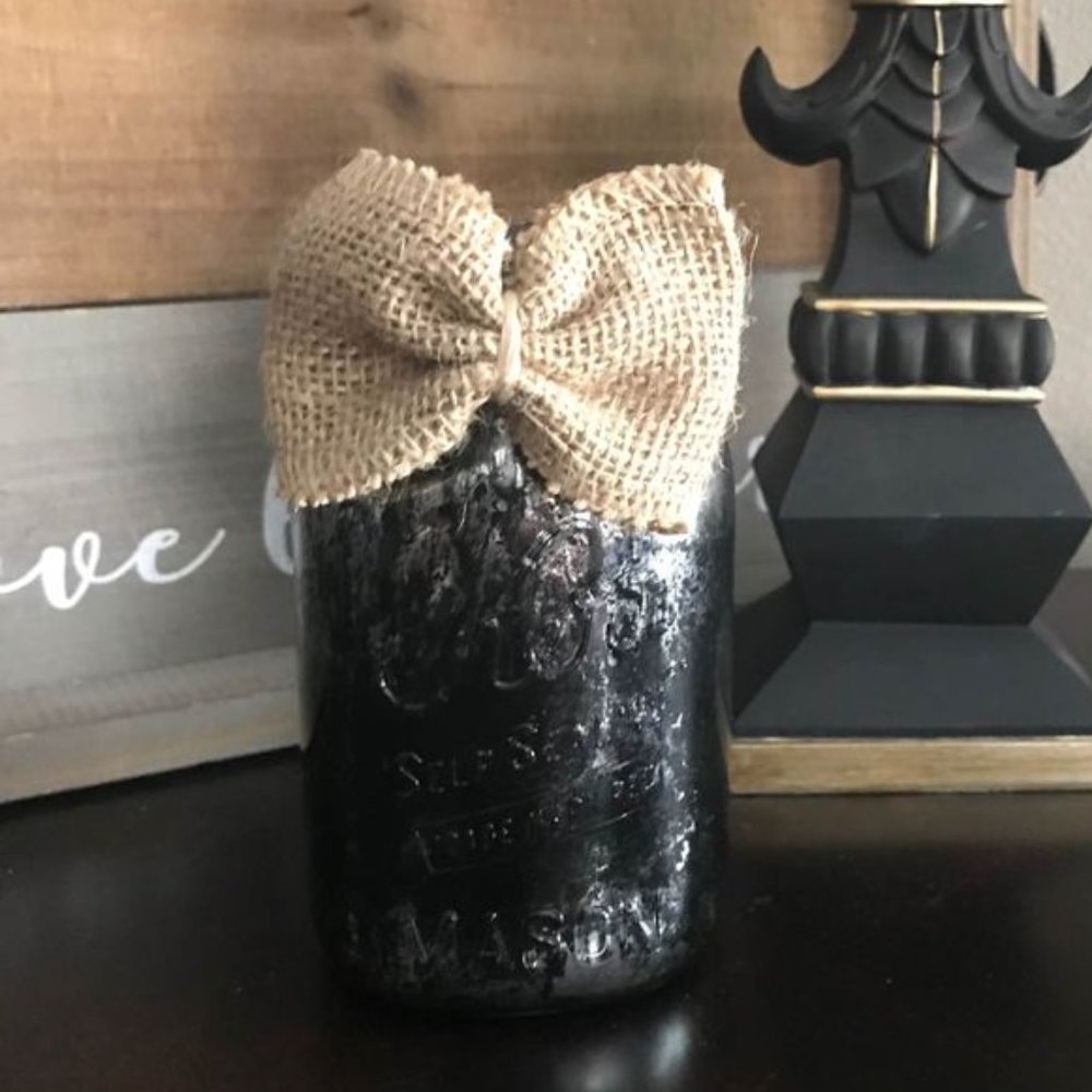 Handmade Imitation Aged Mercury Glass Mason Jar (5" Tall) (Version 2)